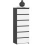 Комод AKORD CL6, 6 ящиков, серо-белый, 40 × 109 × 35 см