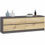Комод AKORD K160, 4 ящика, серого/коричневого цвета, 160 × 55 × 40 см
