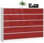 Комод AKORD K160 CLP, 10 ящиков, белый/красный, 160 × 121 × 40 см