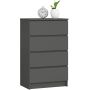Комод AKORD K60 4SZ, 4 ящика, Серый, 60 × 99 × 40 см
