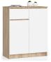 Комод AKORD K80 2D 1SZ, 2 дверцы и 1 ящик, белый/дубовый, 80 × 99 × 40 см