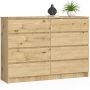Комод AkordV2 K140 8SZ, 8 ящиков, Коричневый, 138 × 99 × 40 см