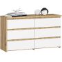 Комод CL100, 6 ящиков, дубовый/белый, 100 × 57 × 35 см