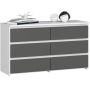 Комод CL100 AkordV2, 6 ящиков, белый/серый, 100 × 57 × 35 см
