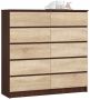 Chest of drawers NORE K120, dark brown/oak color