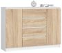 Chest of drawers NORE K140 with 4 drawers, white/oak color