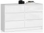 Комод K120, 6 ящиков, белый, 120 × 77 × 40 см