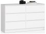 Комод K120, 6 ящиков, Белый, 120 × 77 × 40 см