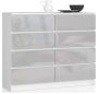 Комод K120, 8 ящиков, белый/серебристый, 120 × 99 × 40 см