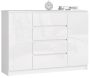 Комод K140, 2 дверцы, 4 ящика, белый, 138 × 99 × 40 см