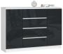 Chest of drawers NORE K140 with 4 drawers, white/black