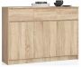 Комод K140, 3 дверцы, 3 ящика, Коричневый, 138 × 99 × 40 см