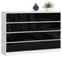 Chest of drawers NORE K140 with 8 drawers, glossy black