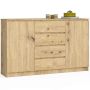 Комод K160, 2 дверцы и 4 ящика, дубовый, 160 × 99 × 40 см