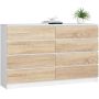 Комод K160 8SZ, 8 ящиков, белый/коричневый, 160 × 99 × 40 см