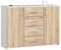 Комод K45, 4 ящика и 2 дверцы, белый, 110 × 80 × 35 см