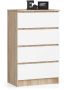 Chest of drawers NORE K60 with 4 drawers, oak/white