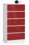 Chest of drawers NORE K60 with 5 drawers, white/red