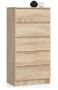 Chest of drawers NORE K60 with 5 drawers, oak color