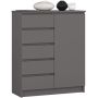 Комод K80 1D 5SZ, 1 дверца, 5 ящиков, Серый, 80 × 97 × 35 см