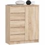 Комод K80 1D 5SZ, 1 дверца, 5 ящиков, Коричневый, 80 × 97 × 35 см