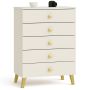 Lipasto MOBI K-05, 5 laatikkoa, beige/kultainen, 60 × 89 × 37 cm