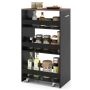 Compact trolley with wheels, 4 levels, 47.5x30x80.5 cm, black+vintage