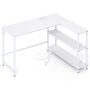 Computer desk, L-shaped, with charging station and shelves, 131 × 106 × 75 cm