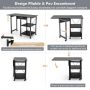 Computer desk, foldable, 2 shelves, Brown/black, 106.68 × 76.2 × 76.2 cm