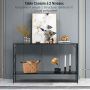 Console table, 2 shelves, Black, 120.65 × 22.86 × 73.66 cm