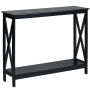Console table, 2-tier with shelf, Black, 100 × 30 × 80 cm