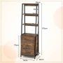 Ladder-shaped shelf, with 3 drawers and 4 shelves, brown/black, 51 × 176 × 40 cm