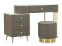 Sharon dressing table with pouf, Grey, 120 × 75 × 40 cm