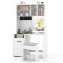 Vacuum table with LED mirror, With seat, 100 × 170 × 50 cm
