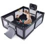 Baby Playpen, 4 Rings, 50 Balls, Gray, 188 × 150 × 68 cm