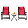 Outdoor furniture set, 3 pieces, red and black or blue and grey