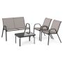 Outdoor furniture set, 4 pieces, 2 armchairs, wide seat and table, Grey