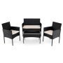 Outdoor furniture set, 4 pieces, two-seater armchair, 2 chairs and table