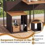 Outdoor furniture set with raised flowerpot, table and 2 chairs, brown