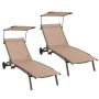 Outdoor sun loungers, 2 pcs, Brown