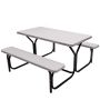 Outdoor picnic table and bench set, 4-6 people, white/grey, 137 × 150 × 72 cm