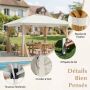 Outdoor gazebo, 4 mesh panels, Sand, 394 × 394 × 277 cm