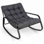 Outdoor rocking chair, with 13 cm cushion, Black/sand, 120 × 91 × 78 cm