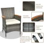 Outdoor dining set, 9 pieces, 8 seats, Grey, 190 × 90 × 74 cm