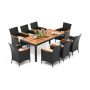 Outdoor dining set, 9 pieces, 8 chairs, 190 × 91 × 74 cm