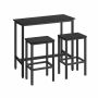 Bar table with 2 bar stools, black