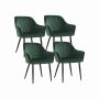 Set of 4 upholstered chairs with armrests, green, straight lines