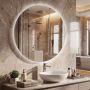 LED bathroom mirror, touch control, Ø 70 × 3 cm