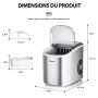Ice maker, 2.2 l, 12 kg per 24 h, Silver, 24 × 35.5 × 31.7 cm