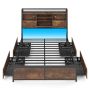 Bed frame, RGB LED, 4 drawers, 220 × 113 × 143 cm